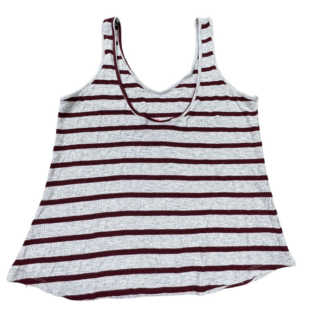 Divine Doll Gray & Burgundy Stripes Tank Top - No Tag - Measurements Included